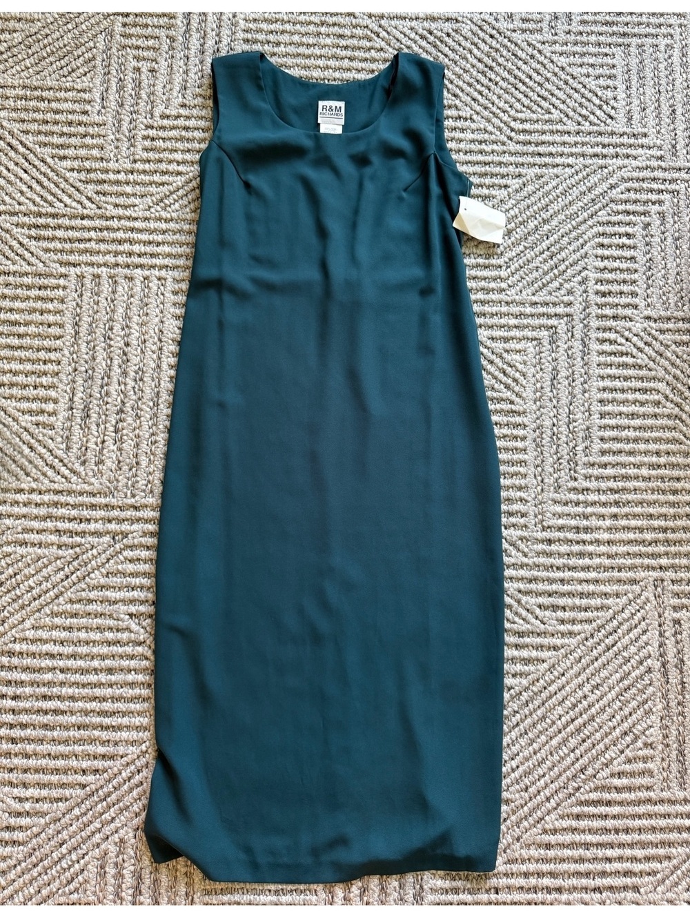 NWT R&M Richards Women Dress Navy Blue Shift with Tie Round Neck Midi Dress 12 - Picture 4 of 5